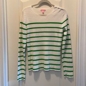 Lilly Pulitzer green white striped sweater Large